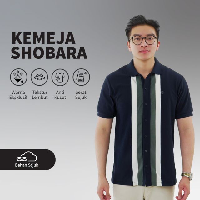 MATSUDA Shobara Kemeja Pria Stripe Forest