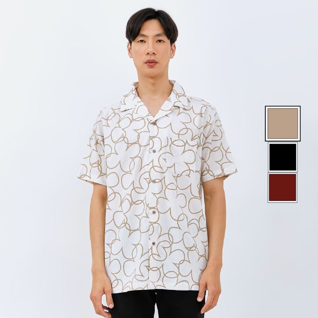 M231 Kemeja Pria Printing Hawaii Pendek 0084