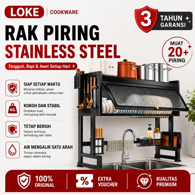 LOKE Rak Piring Wastafel Stainless