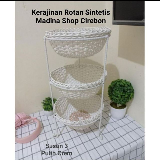 Rak Bawang Rotan Sintetis Susun 3