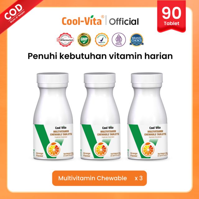 Coolvita Multivitamin Chewable Orange 3 Botol (90 Tablet)