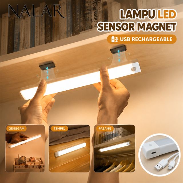 NALAR Lampu LED Sensor Gerak Magnetik USB Rechargeable