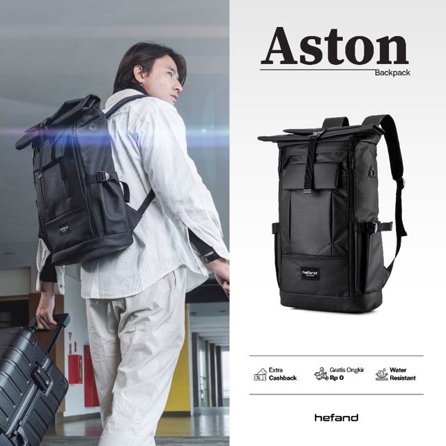 Hefand Tas Ransel Pria Backpack Aston Waterproof Anti Air