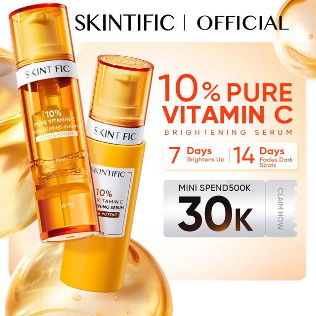 SKINTIFIC 10% Vitamin C Brightening Serum Pemutih Wajah