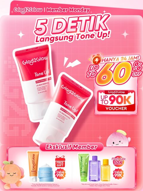 GLAD2GLOW Brightening Tone Up Cream 2% Niacinamide