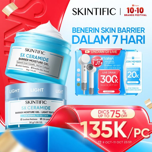 SKINTIFIC - 5X Ceramide Barrier Moisturizer Wajah/Badan Krim - Day & Night Facial Moisturizer