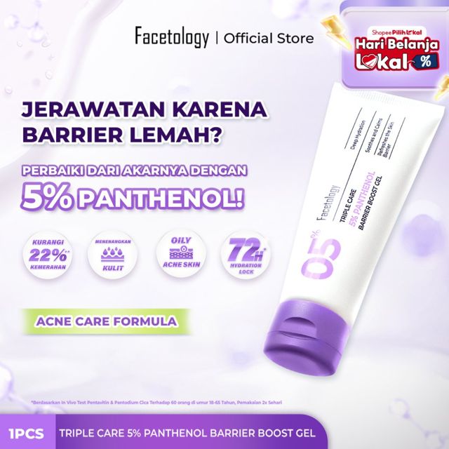 Facetology Moisturizer Triple Care 5% Panthenol Barrier Boost Gel 40gr