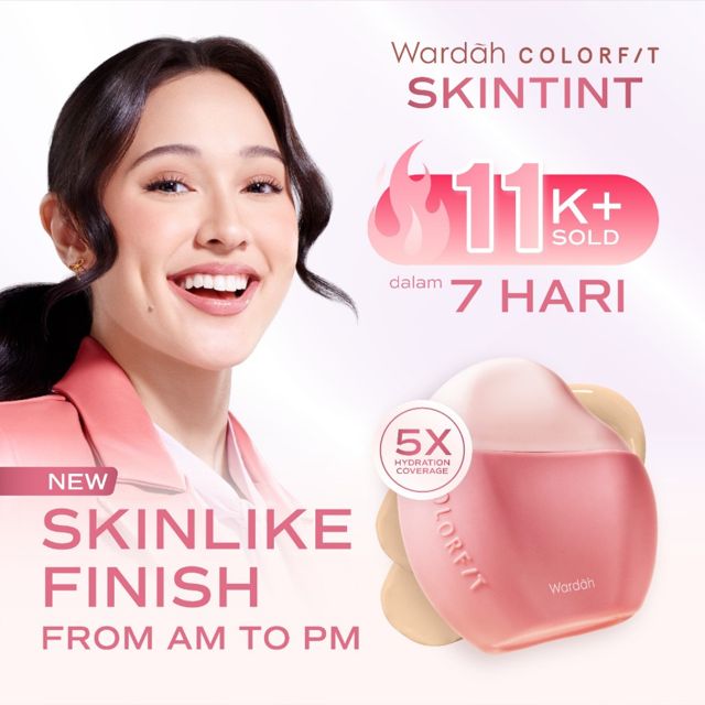 Wardah Skin Tint Pink Colorfit Supercharged Serum Tint 30ml SPF 40 PA+++ - 87% Skincare