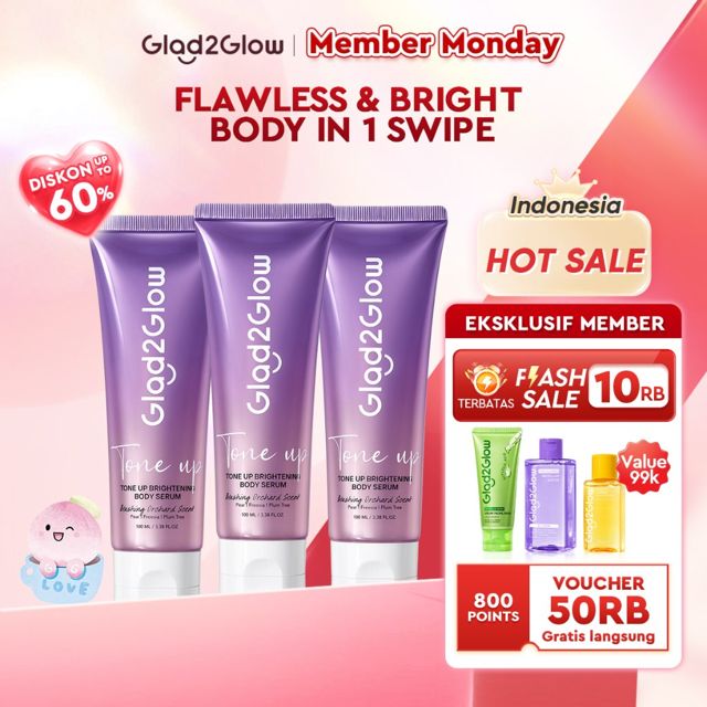 Glad2Glow TONE UP Brightening Body Serum 100ml - Instant Tone Up, Niacinamide + Licorice