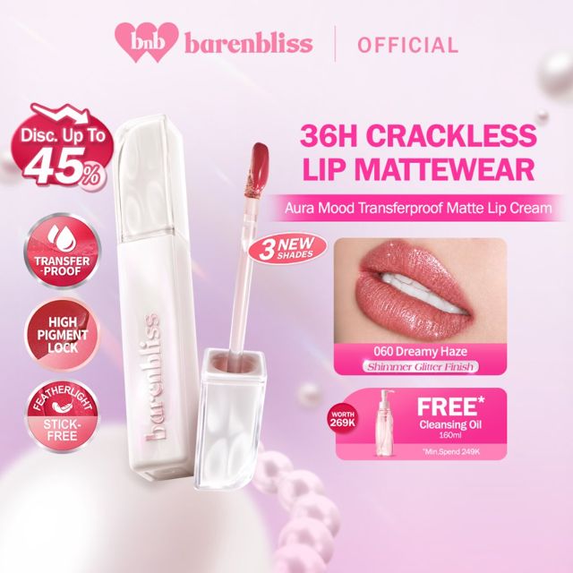 BNB barenbliss Aura Mood Transferproof Matte Lip Cream 2.5ml - Tahan 36 Jam, Waterproof Smudgeproof