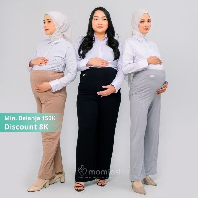 [BEST SELLER] Momiasi - Celana Hamil Kulot Wanita Bumil Panjang Jumbo Maternity Kulot Premium