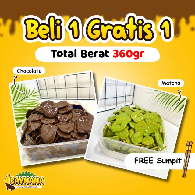 BAYNANA Paket Hemat 2 Pack Keripik Pisang Coklat Lumer Beli 1 Gratis 1