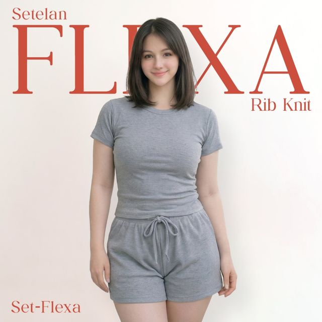 One Set Rib Knitt Basic Setelan Wanita Flexa