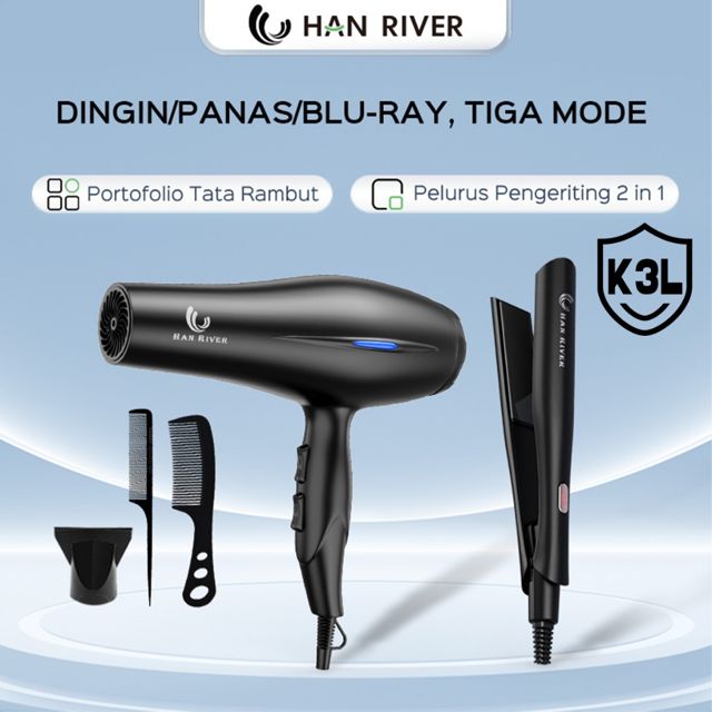 HAN RIVER Paket Hair Dryer HRHD01BK + Catokan HRJFB03BK