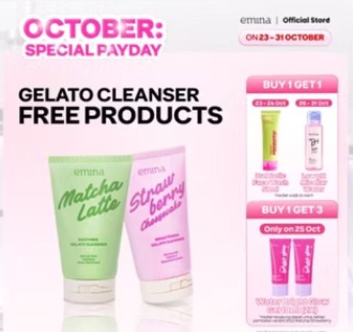 NEW! Emina Gelato Cleanser Series 100 ml Facial Wash Gentle Brightening