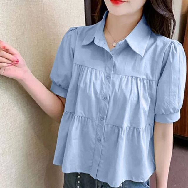Atasan Wanita Korea Terbaru Blouse Viral Kemeja Pendek Korean Style