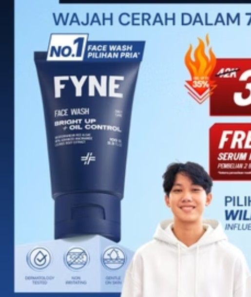 FYNE OKTOBER DEALS [SABUN CUCI MUKA TERLARIS] Face Wash Pria Bright Up + Oil Control 100Ml - Sabun Cuci Muka Pria Anti Kusam & Jerawat