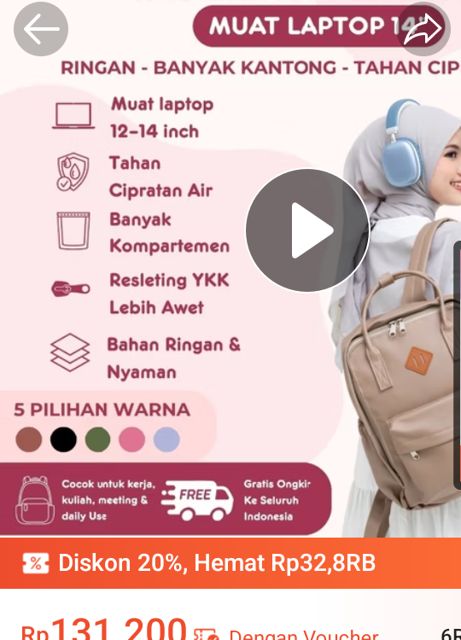 Kyla - Tas Kerja Wanita Muat Laptop 12/14 Inch, Anti Air, Ringan, Banyak Kantong, Resleting YKK