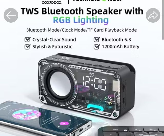 GOOJODOQ AB4088 Jam Speaker Bluetooth Speaker 5.3 Surround Sound System RGB Multifunction Alarm Clock Smart Speaker