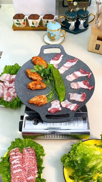 GRLIN Wajan Panggang Anti Lengket 38cm Grill Pan Korean BBQ Alat Panggangan Serbaguna Nampan Panggangan