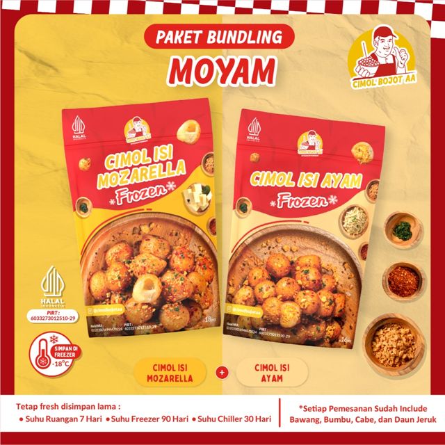 Paket Hemat Cimol Bojot AA Ayam x Mozzarella (16+18 pcs, frozen)